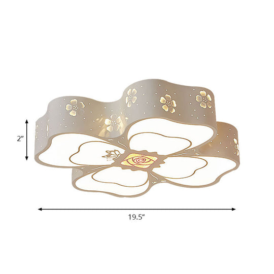 White Etched Petal Metal Ceiling Light For Kids Bedroom Or Bathroom