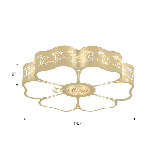 White Etched Petal Metal Ceiling Light For Kids Bedroom Or Bathroom