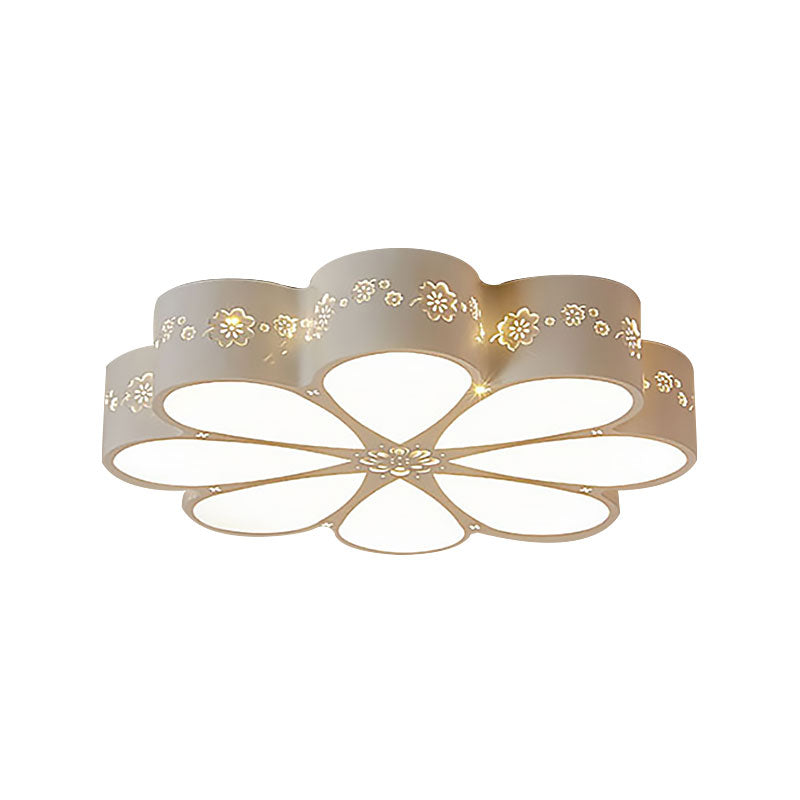 White Etched Petal Metal Ceiling Light For Kids Bedroom Or Bathroom