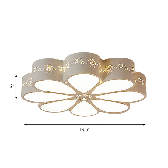 White Etched Petal Metal Ceiling Light For Kids Bedroom Or Bathroom