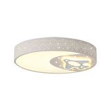 Rocket Metal Ceiling Lamp For Game Room - Stylish White Moon Flush Mount Light