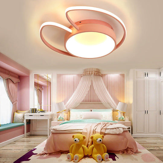 Stylish Round Macaron Flush Ceiling Light With Acrylic Wing Design For Living Room