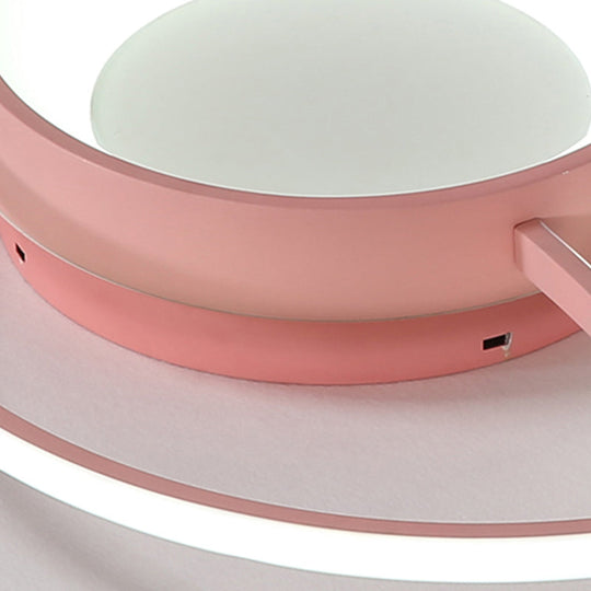 Stylish Round Macaron Flush Ceiling Light With Acrylic Wing Design For Living Room