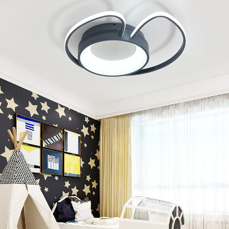 Stylish Round Macaron Flush Ceiling Light With Acrylic Wing Design For Living Room Blue / 16.5 White