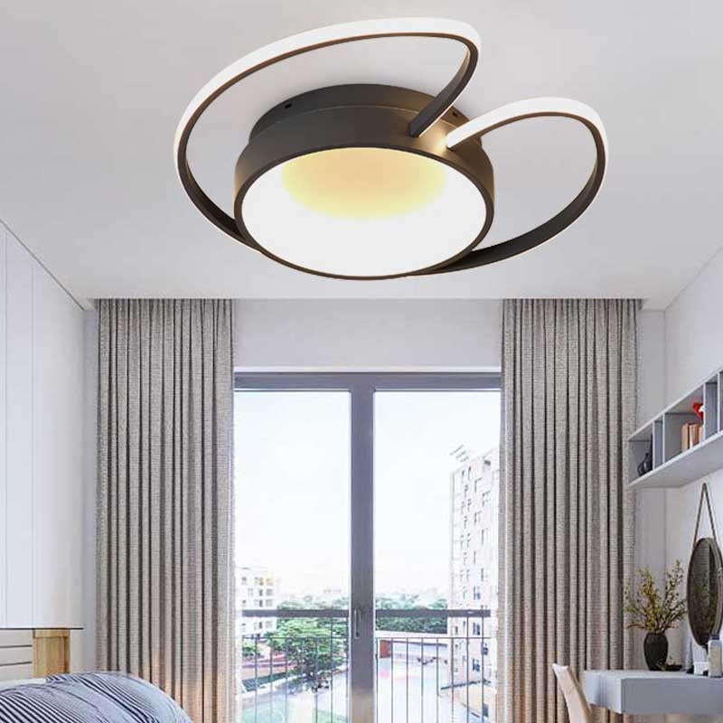 Stylish Round Macaron Flush Ceiling Light With Acrylic Wing Design For Living Room Blue / 16.5 Warm