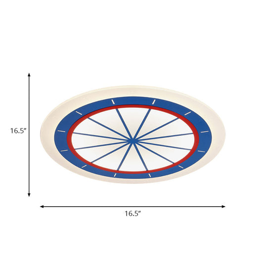 Modern Blue Circle Acrylic Flush Mount Ceiling Light For Bedroom