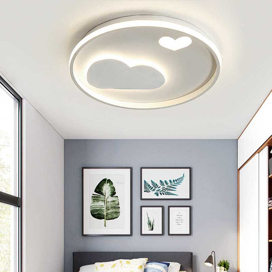 Contemporary Heart Ceiling Lamp Led Acrylic Flush Mount Light For Hotel Hallway White / 16.5