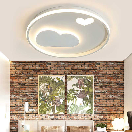 Contemporary Heart Ceiling Lamp – Led Acrylic Flush Mount Light For Hotel Hallway White / 16.5’ Warm