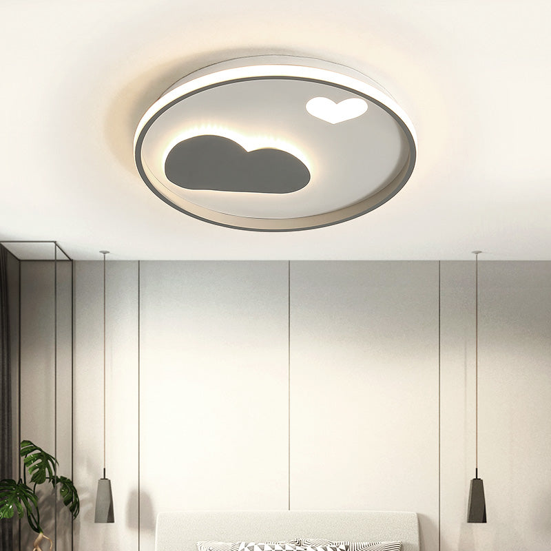 Contemporary Heart Ceiling Lamp Led Acrylic Flush Mount Light For Hotel Hallway Grey / 16.5 Warm