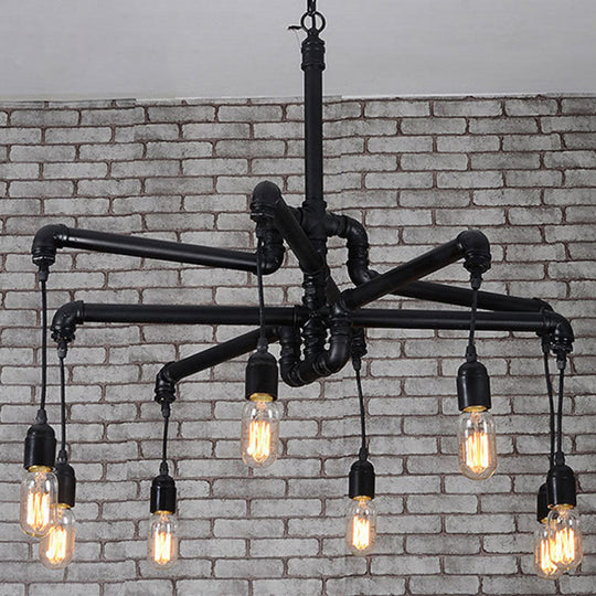 Industrial Iron Pipe Chandelier With 4/6 Lights - Black/Bronze Suspension Pendant For Dining Table
