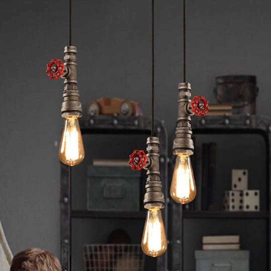 Loft Style Single-Bulb Pipe Pendant Light | Black/Silver/Bronze Metallic Hanging Lamp With Water