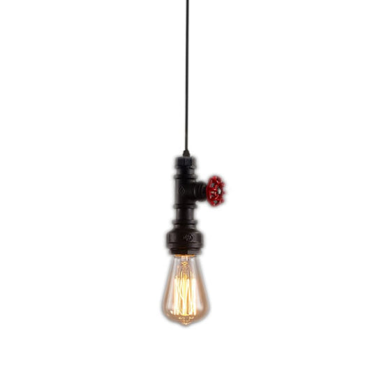 Loft Style Single-Bulb Pipe Pendant Light | Black/Silver/Bronze Metallic Hanging Lamp With Water