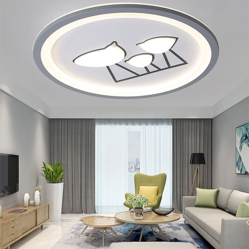 Nordic Acrylic Led Flush Mount Ceiling Light For Living Room Grey / Warm Round