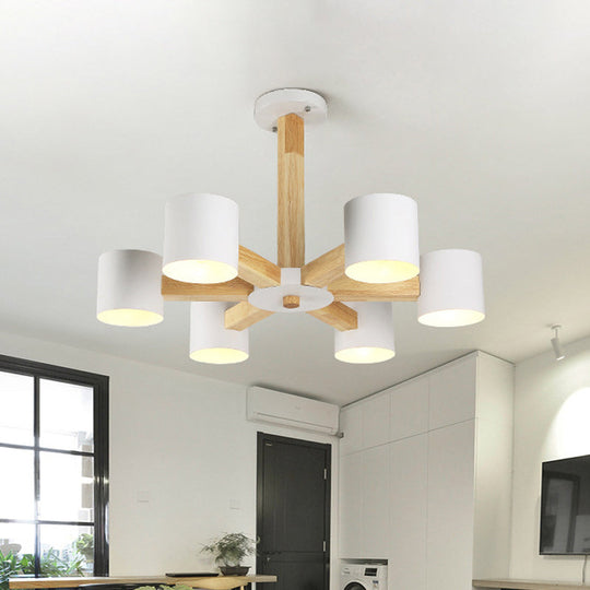 Nordic Cylindrical Ceiling Chandelier: Modern Metallic Suspension Light For Living Room In