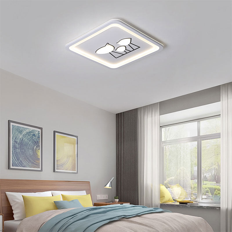 Nordic Acrylic Led Flush Mount Ceiling Light For Living Room White / Warm Square