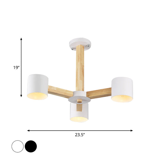 Nordic Cylindrical Ceiling Chandelier: Modern Metallic Suspension Light For Living Room In