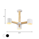 Nordic Cylindrical Ceiling Chandelier - Metallic 3/6/8-Light Suspension Light In Black/White And
