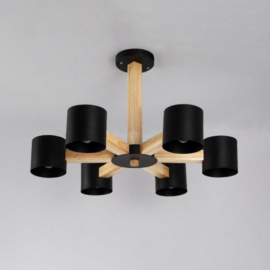 Nordic Cylindrical Ceiling Chandelier: Modern Metallic Suspension Light For Living Room In