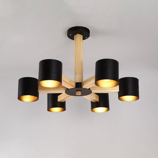 Nordic Cylindrical Ceiling Chandelier: Modern Metallic Suspension Light For Living Room In