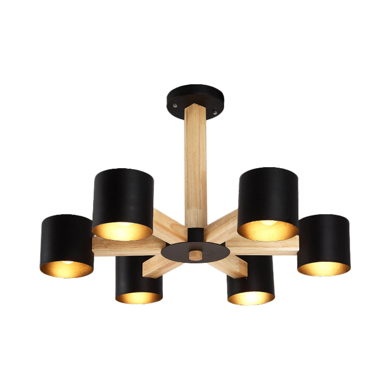 Nordic Cylindrical Ceiling Chandelier: Modern Metallic Suspension Light For Living Room In