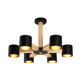 Nordic Cylindrical Ceiling Chandelier - Metallic 3/6/8-Light Suspension Light In Black/White And