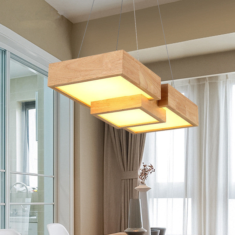 Modern Wood Dining Table Pendant Light With Symmetric Acrylic Shade - Led Hanging Fixture In 24.5/29