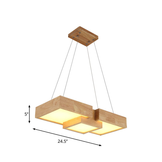 Modern Wood Dining Table Led Pendant Light With Symmetric Acrylic Shade - Warm/White 24.5’/29’ Width