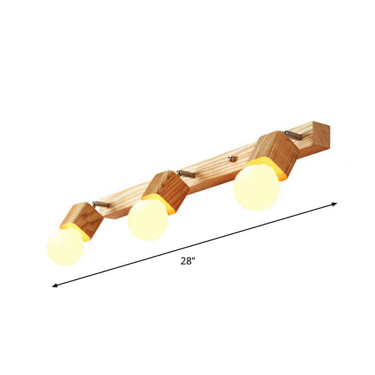 Nordic Wood Bare Bulb Vanity Lamp - Adjustable Beige Wall Mount Light (2/4/5 Options)