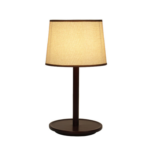 Marta - Nordic Tapered Shade Table Lamp Style Fabric 1-Light Beige/Dark Brown Nightstand Light With