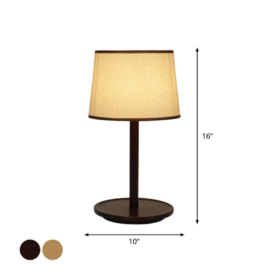 Marta - Nordic Tapered Shade Table Lamp Style Fabric 1-Light Beige/Dark Brown Nightstand Light With