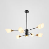 Postmodern Black/Gold Chandelier With Tulip White Glass Shades - Perfect For Living Room Ceiling