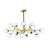 Postmodern Black/Gold Bough Ceiling Chandelier With Milky Glass Shades - 6/15/18 Head Metal Hanging
