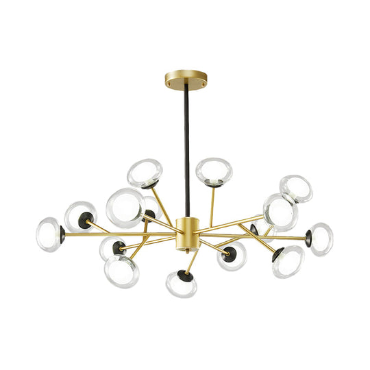 Black/Gold Bough Ceiling Chandelier - Postmodern Metal Hanging Light Kit With Milky Glass Shade