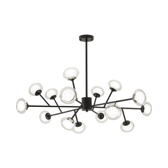 Black/Gold Bough Ceiling Chandelier - Postmodern Metal Hanging Light Kit With Milky Glass Shade
