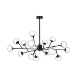 Postmodern Black/Gold Bough Ceiling Chandelier With Milky Glass Shades - 6/15/18 Head Metal Hanging