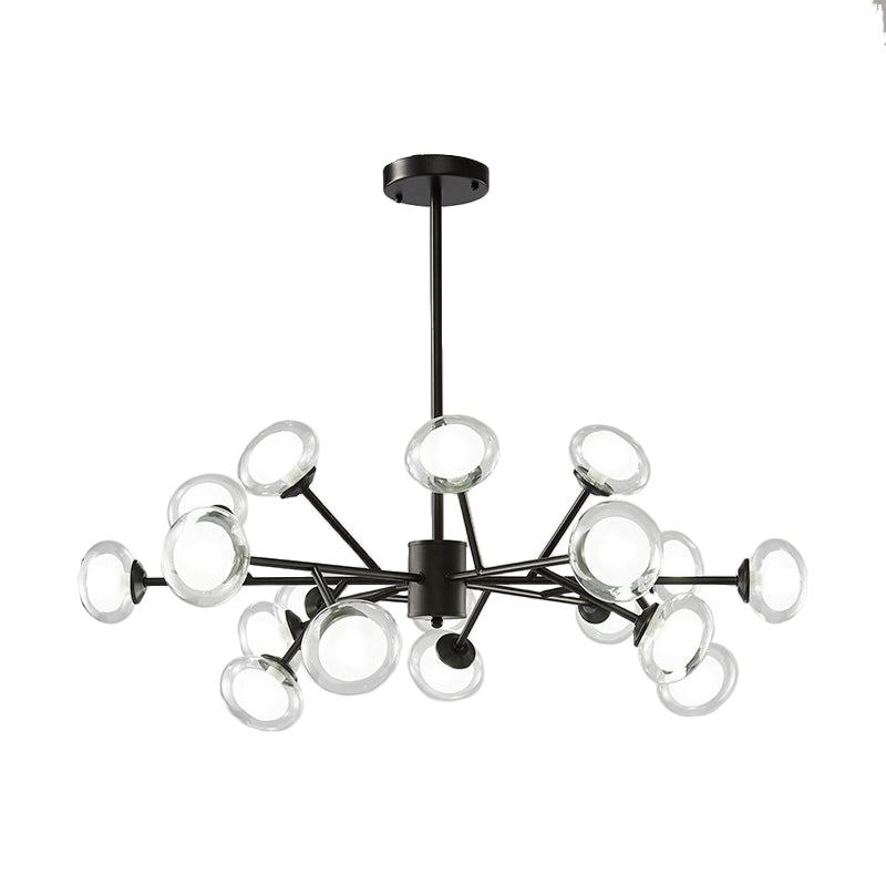 Black/Gold Bough Ceiling Chandelier - Postmodern Metal Hanging Light Kit With Milky Glass Shade