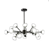 Postmodern Black/Gold Bough Ceiling Chandelier With Milky Glass Shades - 6/15/18 Head Metal Hanging
