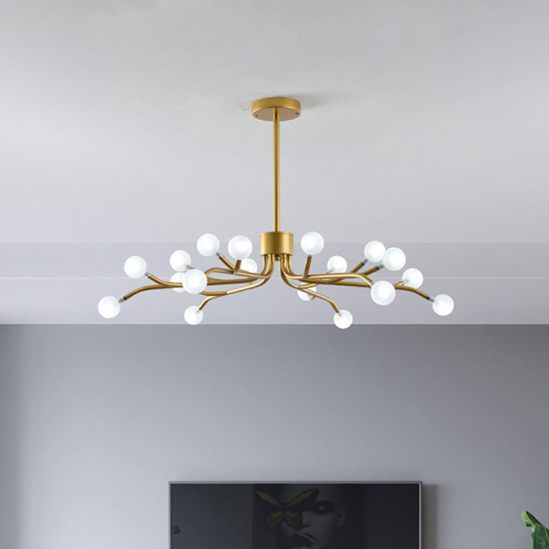 Postmodern Frosted Glass 18-Head Chandelier Lamp Pendant For Dining Room In Black/Gold