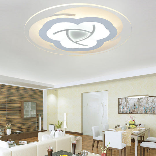 Modern Blossom Flush Mount Led Ceiling Light For Boys Bedroom White / Warm