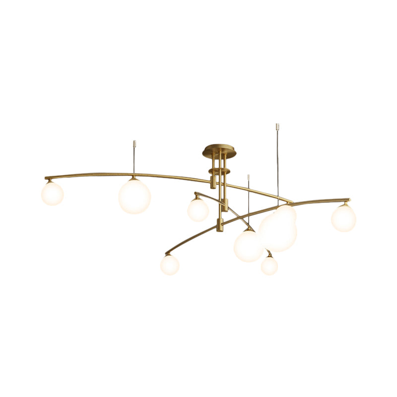 Minimalist 3-Layer Bedroom Chandelier - Metallic 6/9-Light Hanging Lamp In Black/Gold With White