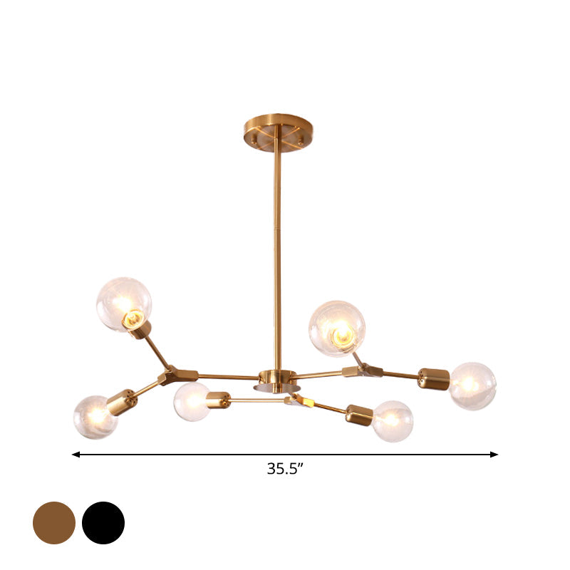 Adjustable Branch Pendant Lamp: Postmodern Metal Chandelier With 6/9 Lights In Black/Gold Ideal For