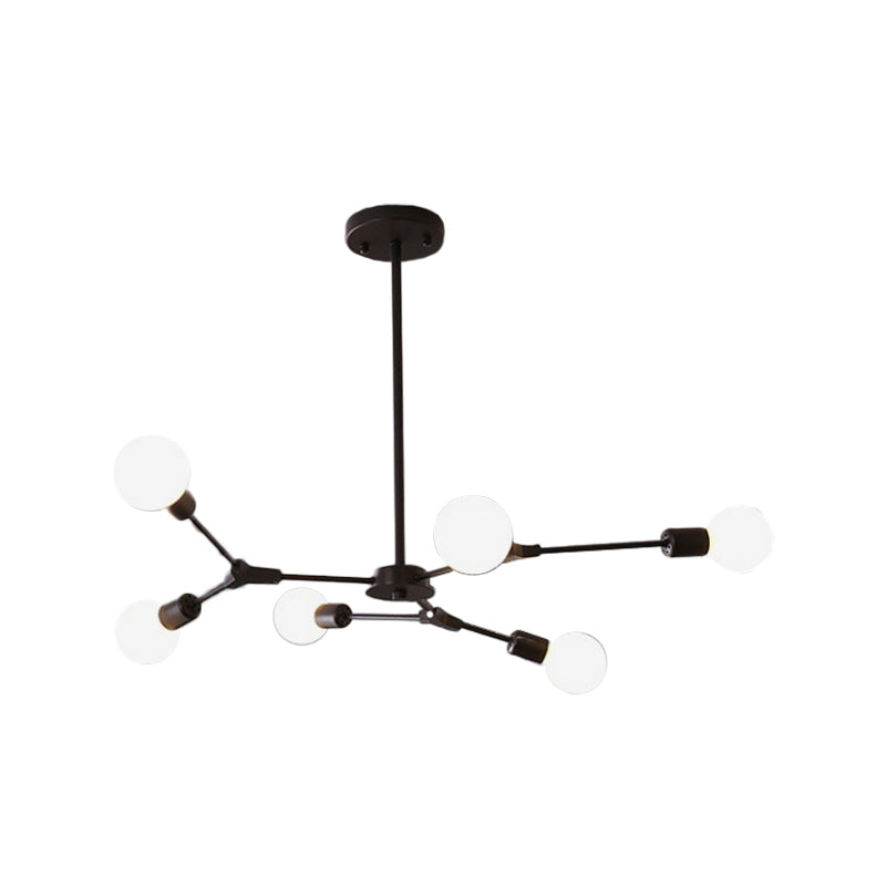 Adjustable Branch Pendant Lamp: Postmodern Metal Chandelier With 6/9 Lights In Black/Gold Ideal For