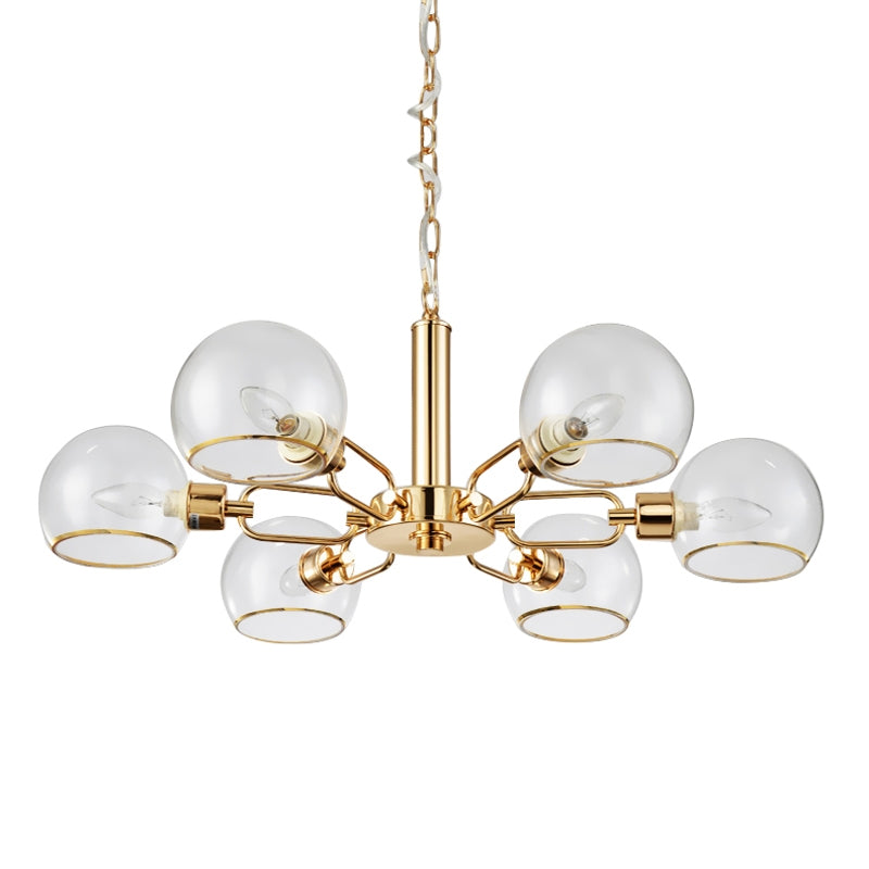 Modern Gold Pendant Light With Clear Glass Dome Shade - Ideal For Sitting Room
