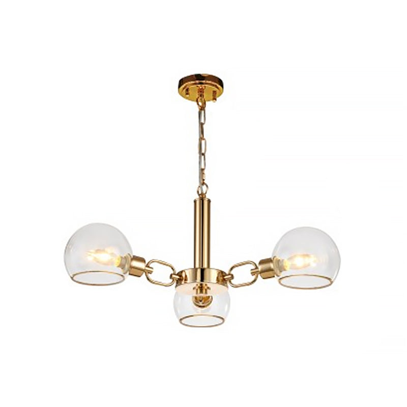 Modern Gold Pendant Light With Clear Glass Dome Shade - Ideal For Sitting Room