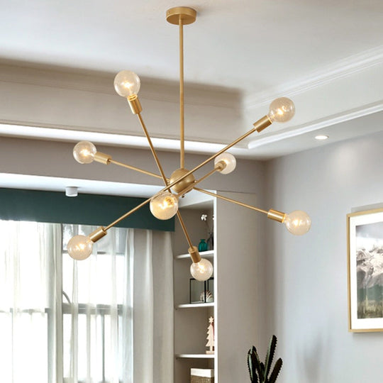 Postmodern Gold Sputnik Chandelier With 6/8 Bulbs – Stylish Metal Ceiling Suspension Lamp 8 /