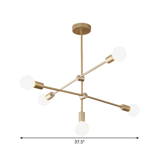 Postmodern Mobile Arm Metal Drop Lamp: 2/3-Tier Gold 4/5/7-Light Hanging Chandelier For Table