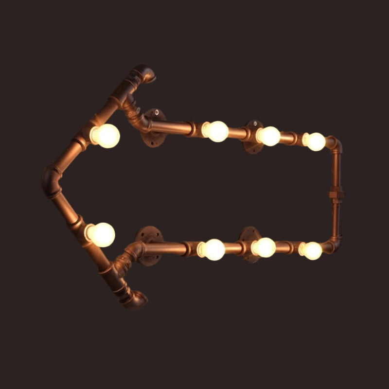 Industrial Iron Wall Sconce With Black/Copper Arrow Design & 8 Lights Living Room Book Rack Light