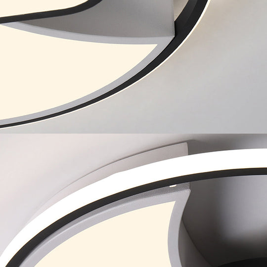 Crescent & Cloud Cartoon Led Flush Mount Ceiling Lamp For Study Room