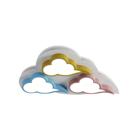 Cloud-Themed Kindergarten Flush Ceiling Light Fixture: Acrylic Cartoon Multi-Color Design