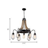 9/13 Lights Farm Style Rope Chandelier With Metallic Pendant Cage Black Finish And Wheel Design